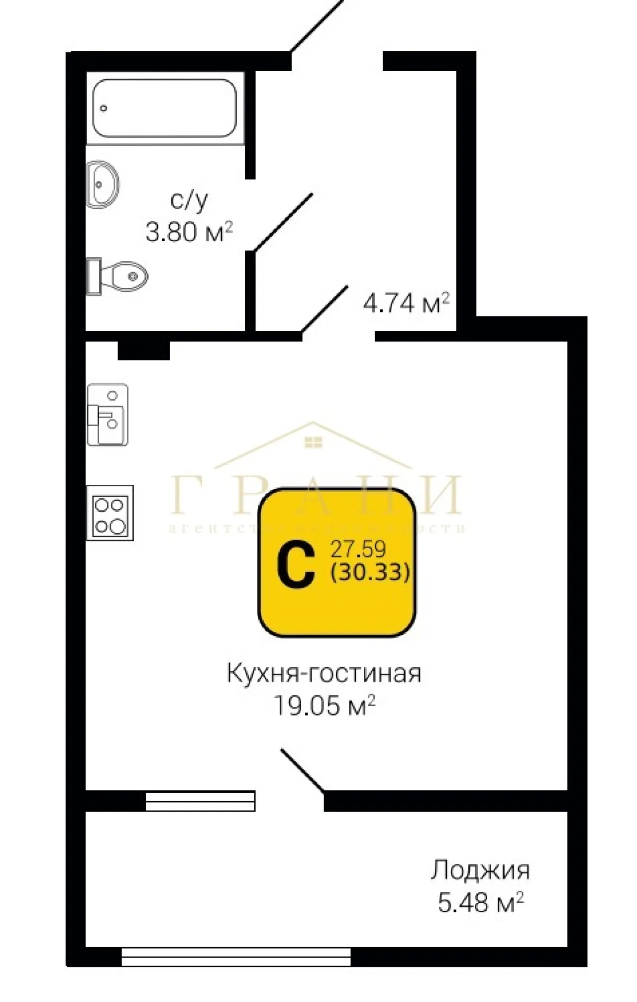 Купить 1-к квартиру стоимостью 5 млн. рублей., общей плащадью 34 кв.м из  них 20 кв.м жилая, в Воронеже на Краснознамённой улице, дом 109/1